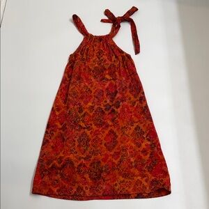 Go Fish Handmade Rayon Boho Dress Small NWT Orange Tie Strap Resort